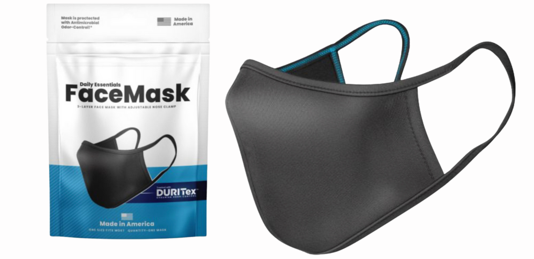 Black DURITex-treated Daily Essentials antimicrobial face mask